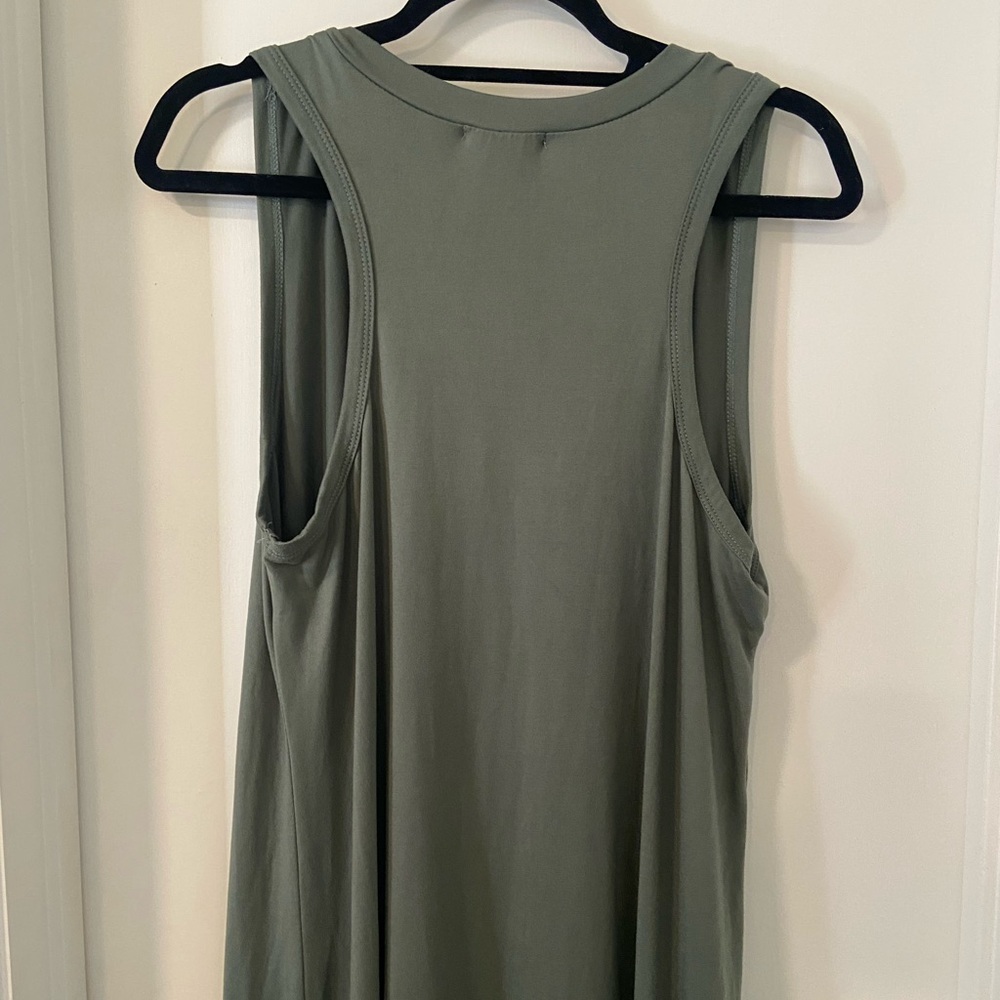 Entro size L olive green sleeveless racerback maxi T shirt dress LIKE NEW - Picture 4 of 7